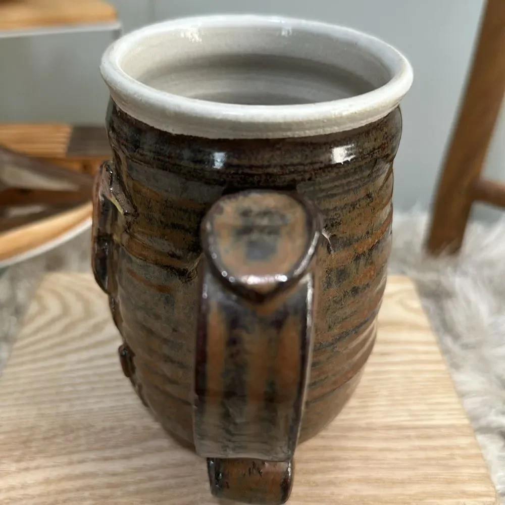 Handmade Mallard & Cattails Pottery Stoneware Coffee Tea Mug‎ Artist Stamped